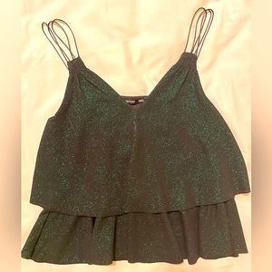Black top with green sparkles. Zara